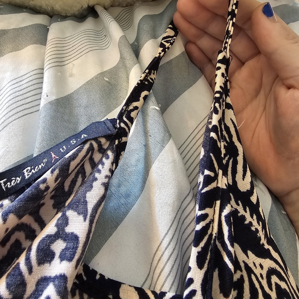 Tres Bien USA Blue & White Patterned Dress Size S - Picture 5 of 7